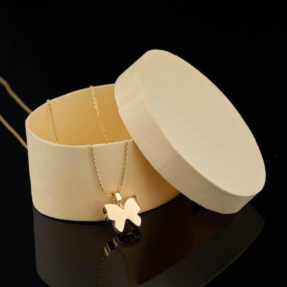 14K Butterfly Urn Gold Necklace for Ashes, Personalized Ash Holder Necklace, Mom&Dad Loss Necklace, Memorial Necklace, Gold Keepsake Pendant