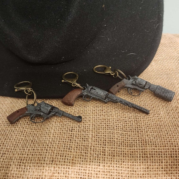 Hunt showdown inspired pistol key chains ( uppercut, nagant officer, nagant silence)