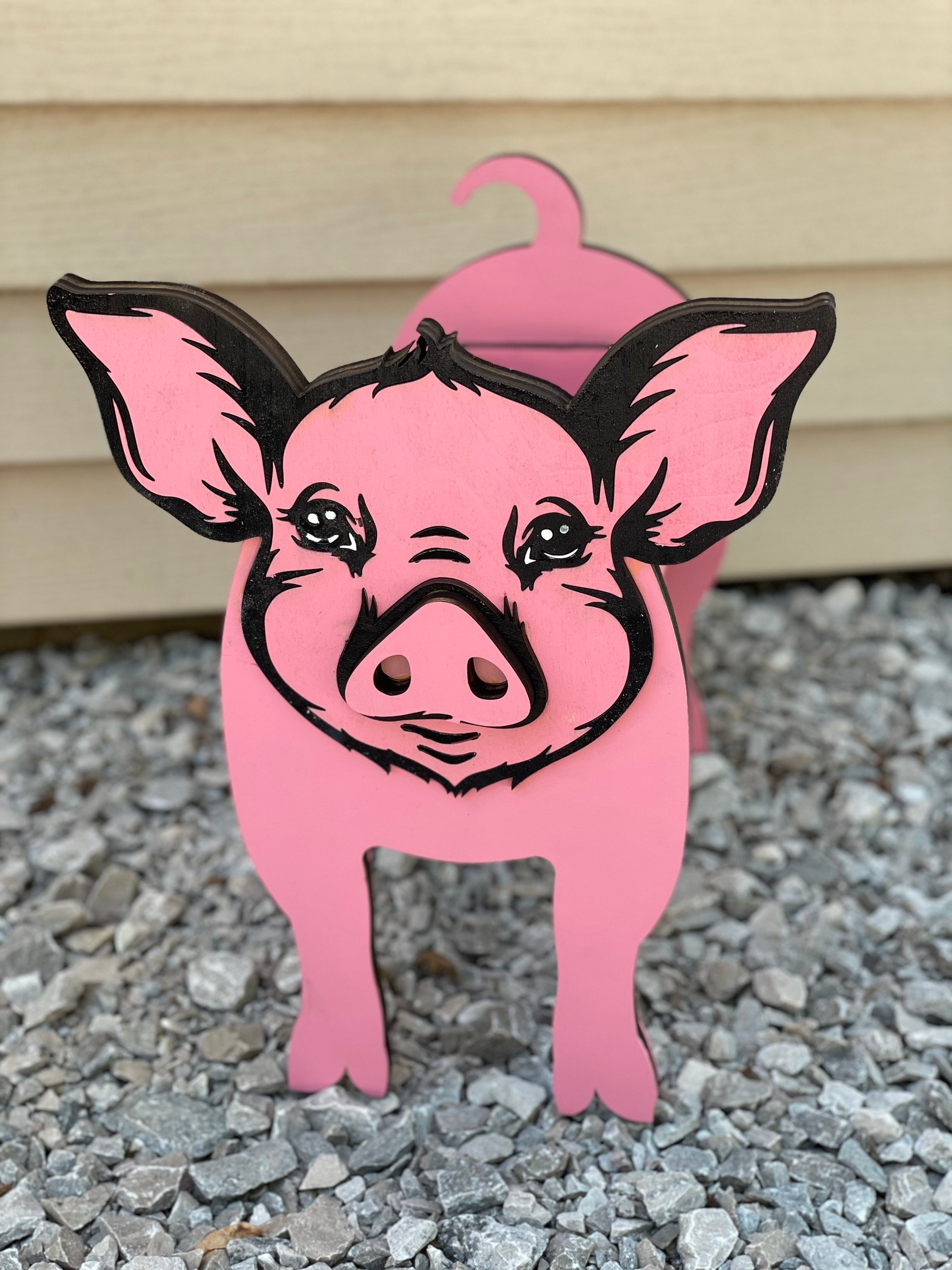 Pig Planter Handcrafted Pig Decor Wooden Pig Planter Etsy