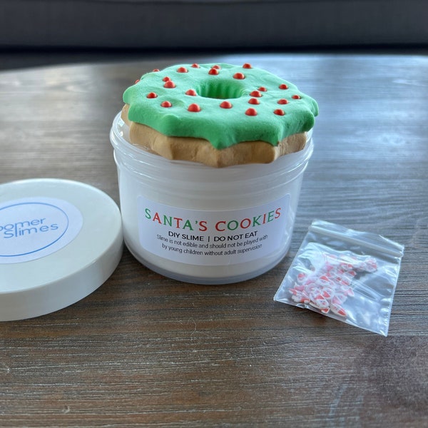 Santa's Cookies Slime - Sugar Cookie Scented - DIY Clay Slime - Cookie - Christmas - Holiday - Thick and Glossy Slime - 7 oz