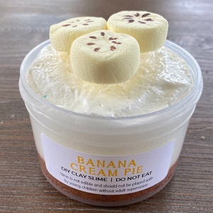 Banana Cream Pie - Banana Scented - DIY Clay Slime - Butter Fizz Slime - 7 oz