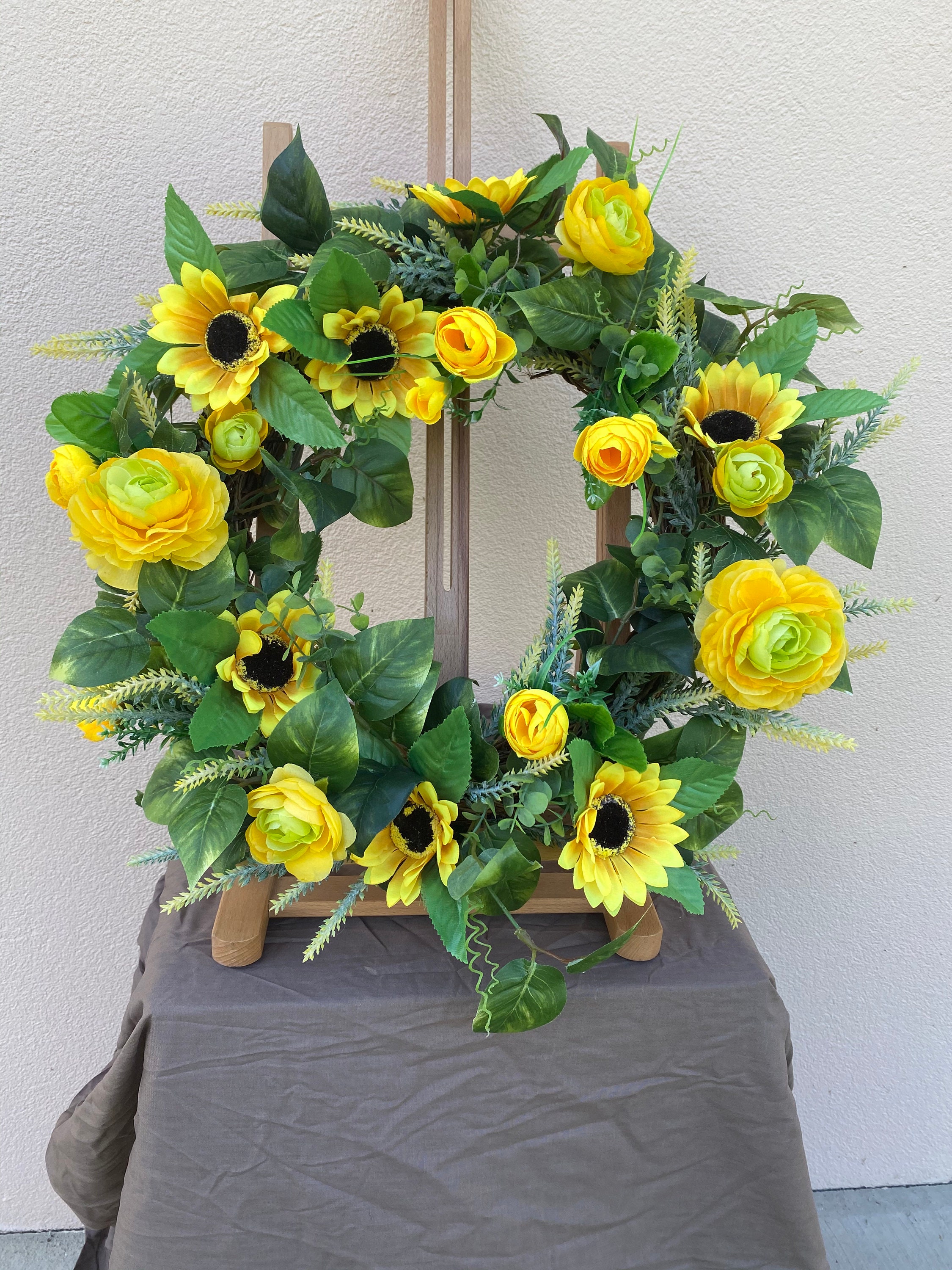 Pretty mixed yellow floral wreath Etsy