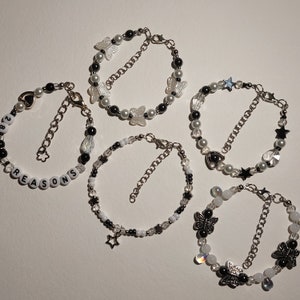 Ghost Bracelets Series 1 | Black and White Beaded Bracelets | Beaded Jewelry | Danity Jewelry | Y2K Bracelets | Y2K Jewelry