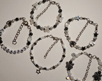 Ghost Bracelets Series 1 | black and white beaded bracelets | beaded jewelry | danity jewelry | y2k bracelets | y2k jewelry