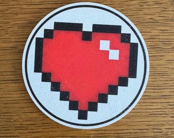Minecraft Heart Inspired 8 Bit Coaster
