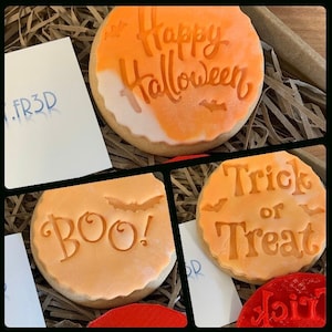 3 x Halloween Trick or Treat Embosser Stamp Fondant Icing Cupcake Cutter Cookie