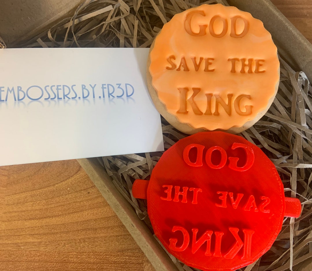 God Save the King Cupcake Embosser. Charles III Stamp, Cake, Cutter