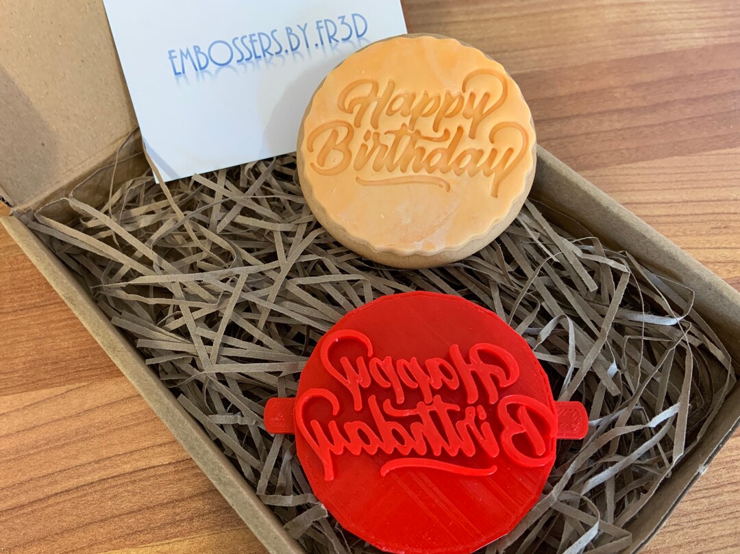 Happy Birthday Embosser Stamp Fondant Icing Cupcake Cutter Party Etsy