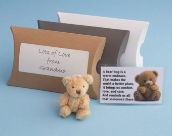 Pocket Bear Hug - send a super cute mini bear to someone in need of a hug. A little happiness sent with your own personalised message.