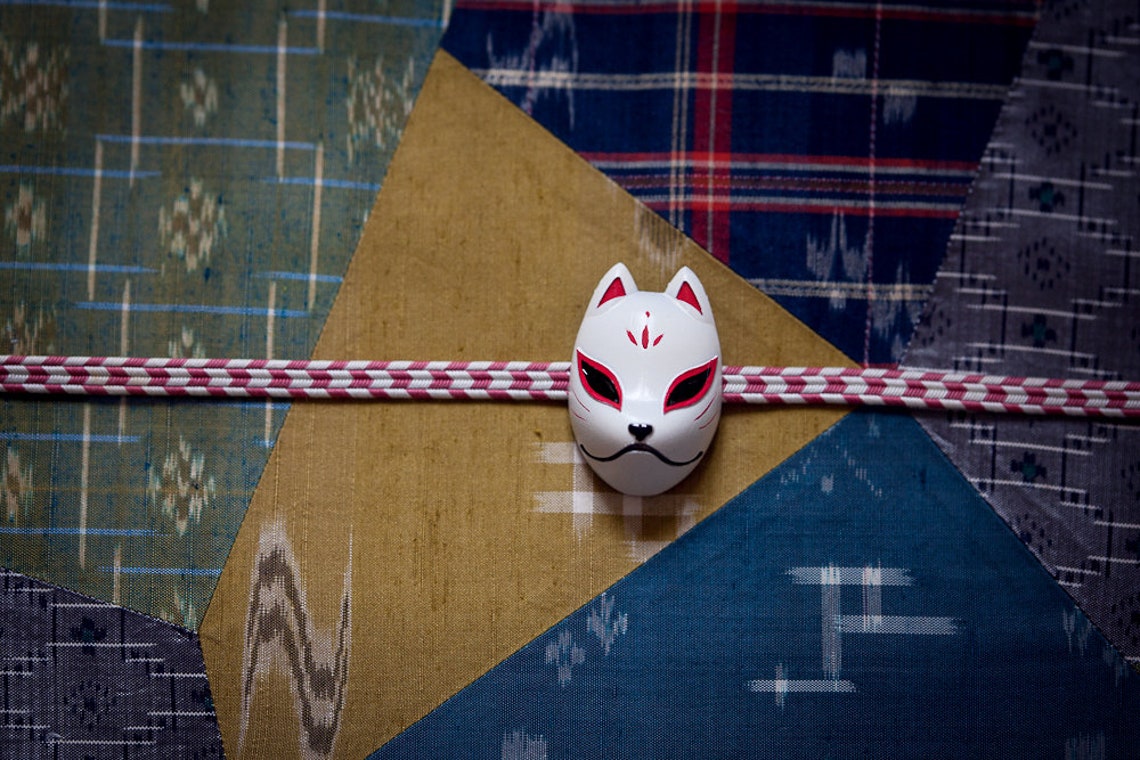 Obidome 'kitsune mask' kimono/yukata Etsy