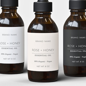 Bearbeitbares Etikett für ätherisches Öl mit Blumenmuster: Boho-Produktetikett (Canva)
