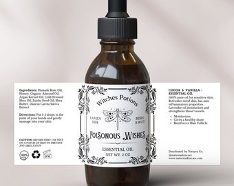 Dropper Bottle Label Template Canva, Tincture Label, Essential Oil,  Hair Oil Label, 1oz | 2oz | 4oz Label, Minimal Cosmetic Label - 58C