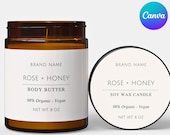Minimal JAR Label TEMPLATE CANVA, Wrap Around Product Label & Circle Tin Label, Product Label, 8 oz jar label, 4 oz jar label, Beauty - 12M