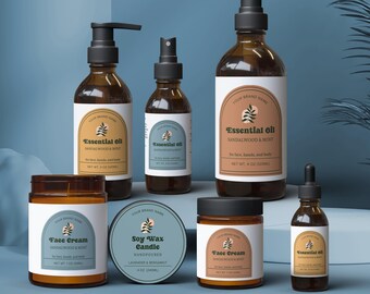 Cosmetic Label Templates Bundle: Skincare & Bodycare (CANVA Editable, Digital Download)