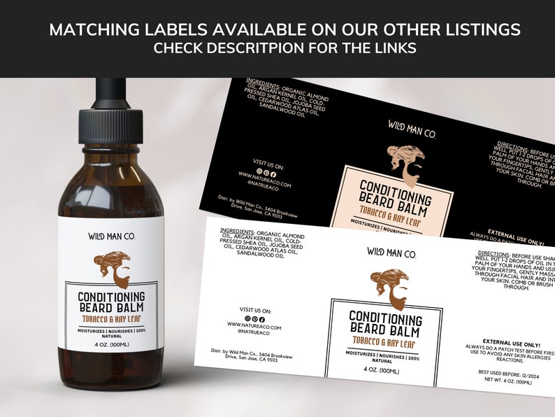Beard Balm Label Template for Man, Label Design (CANVA, Editable) - Etsy