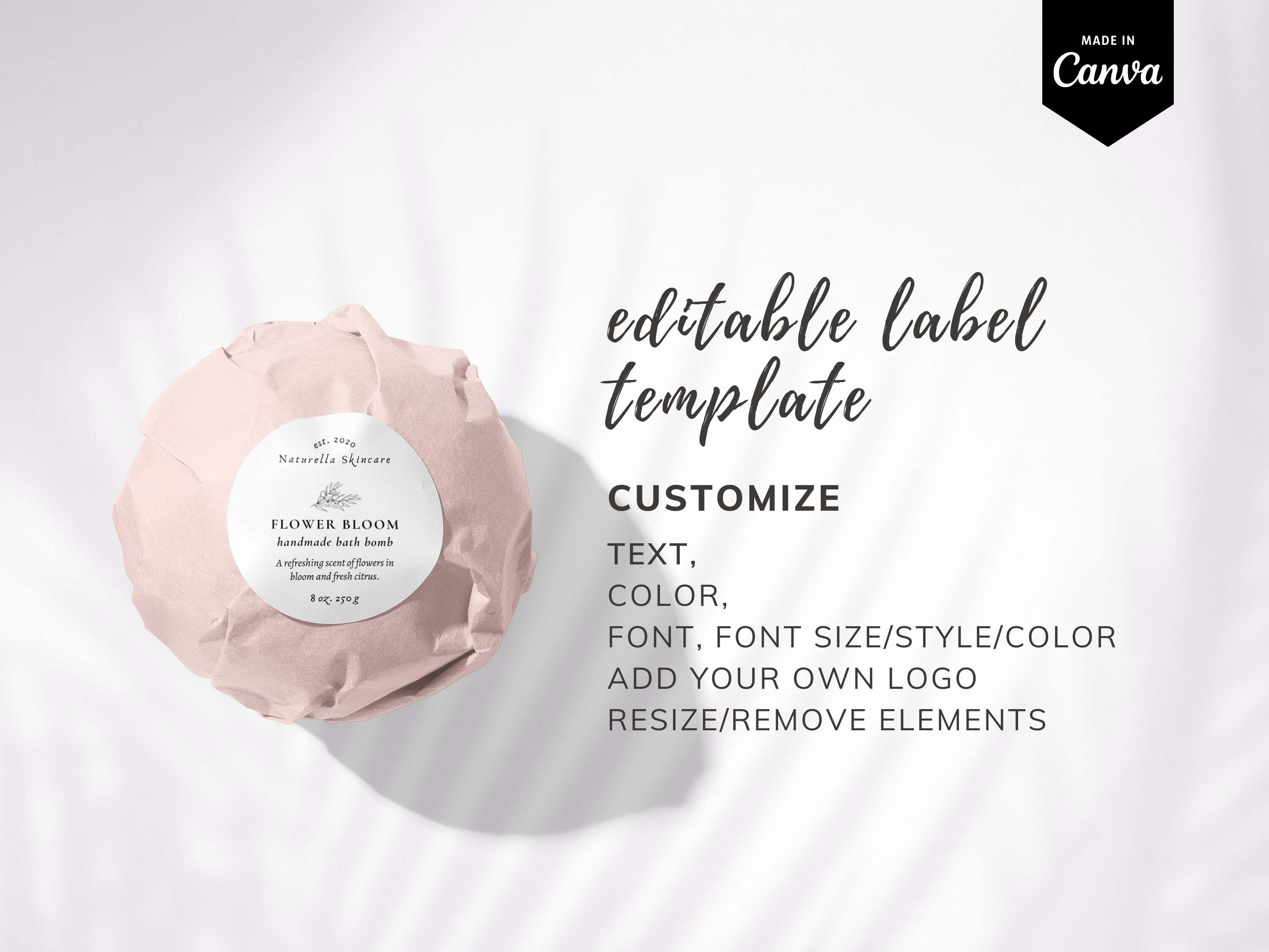 Editable Bath Bomb Label Template Canva Belly Band Bath Bomb - Etsy