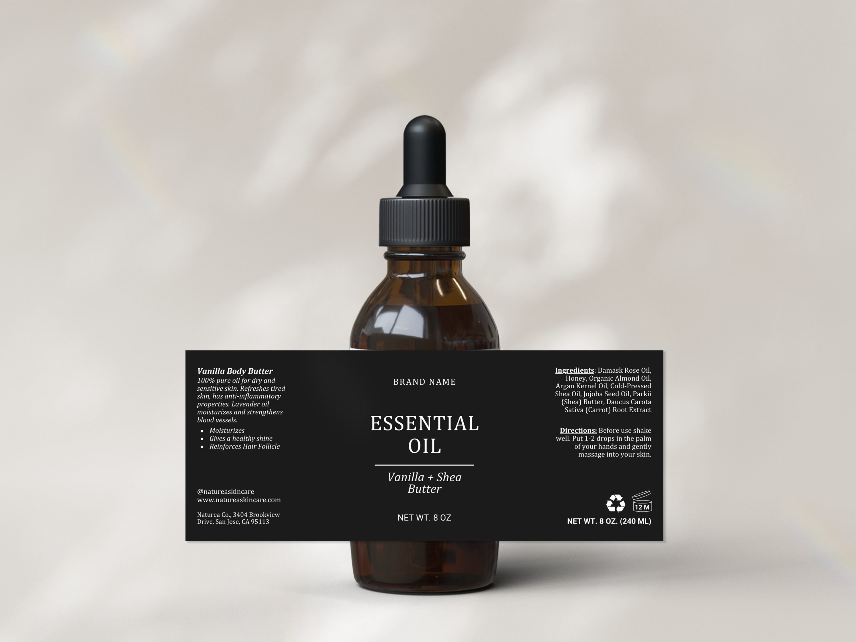 Dropper Bottle Label Template Canva, Elegant Essential Oil Label ...