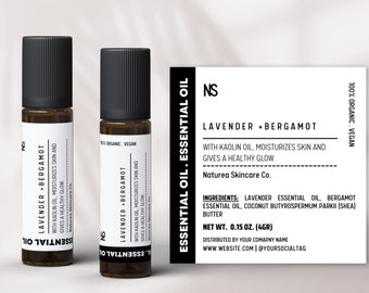 Minimalist Oil Roller Bottle Label Template: DIY Canva Design (Digital Download)