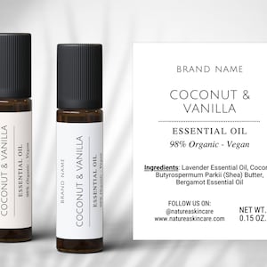 Essential Oil Roller Bottle Label, 10 ml Oil Roller Bottle Label Template, Perfume Label, DYI Roller Bottle Canva Label Template - 12M