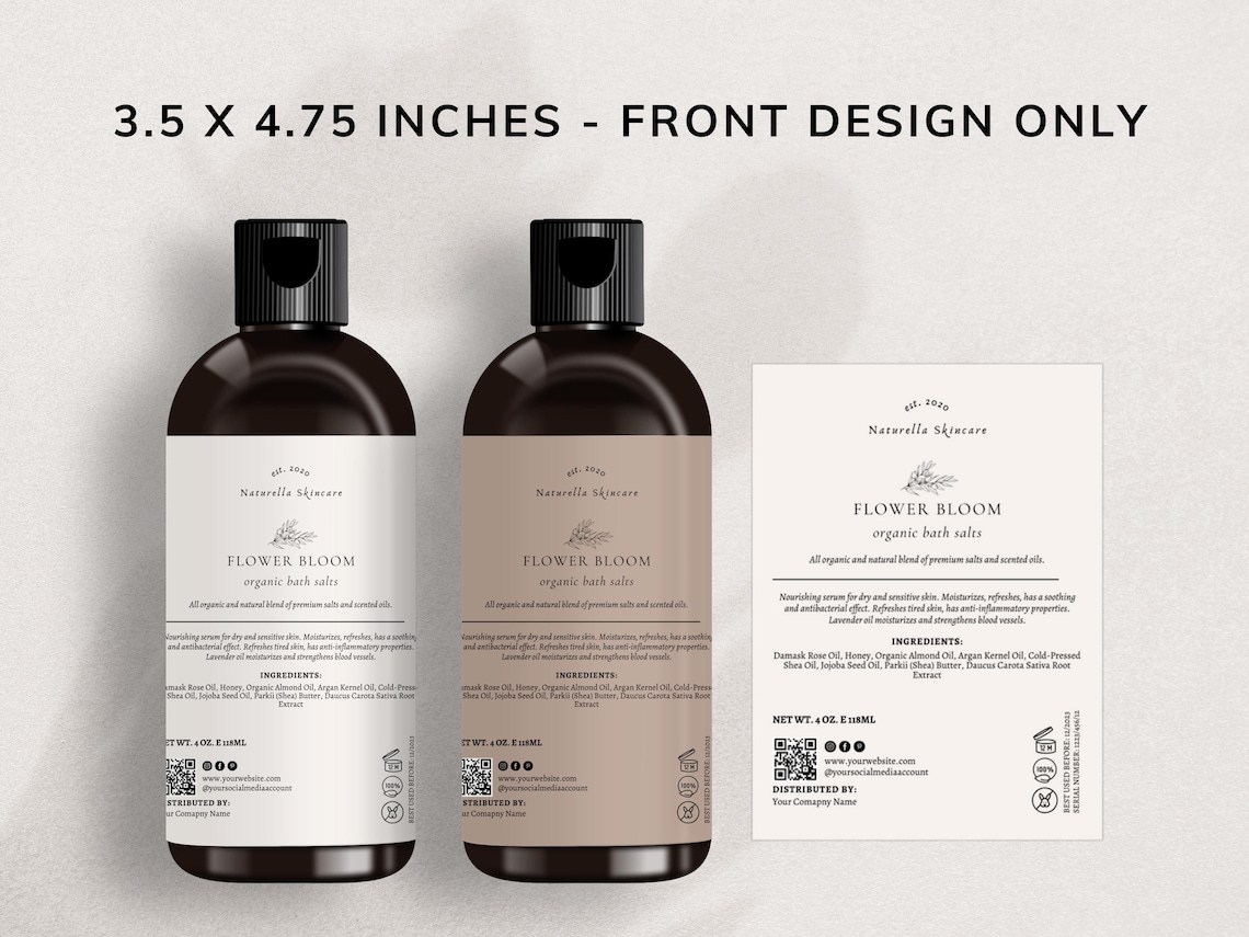 Front & Back Bottle Label Template CANVA Tall Bottle Label Design ...