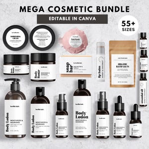 Minimal Cosmetic Label Templates MEGA BUNDLE: Editable Canva Product Labels (Digital Download)