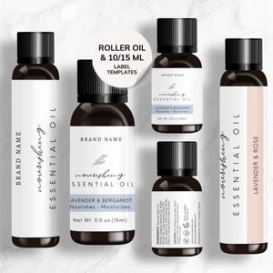 Essential Oil Roller Bottle Label Template: Editable Canva Design (Digital Download 63N)