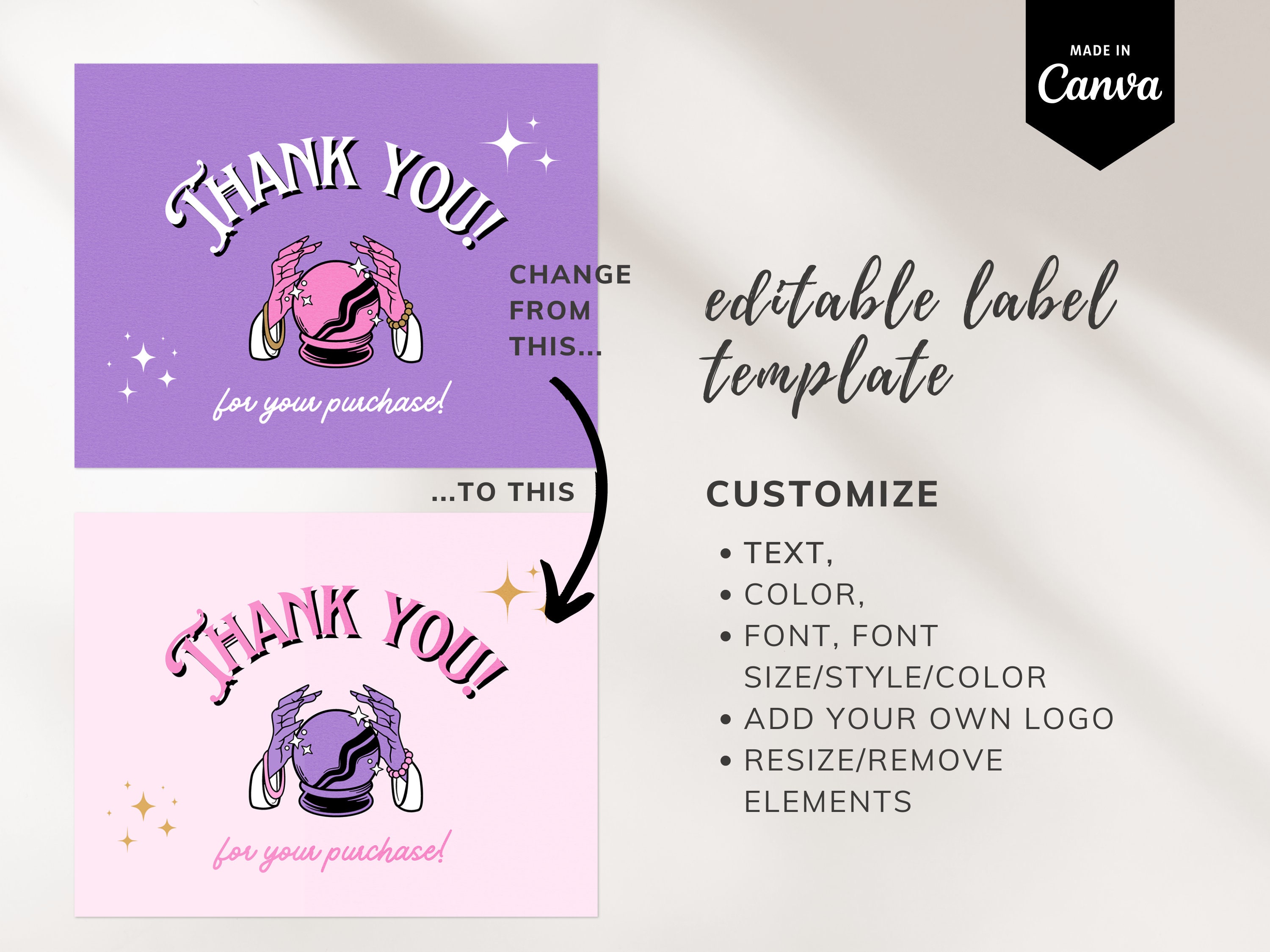 Mystical Thank You Card Template, Celestial Thank You Card, Ocultic TYC ...