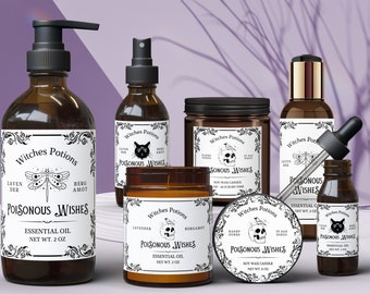 Editable Witchy Product Labels, Potion Labels, Apothecary Label Design, Vintage Labels, Celestial - CANVA Bottle & Jar Label Templates - 58C