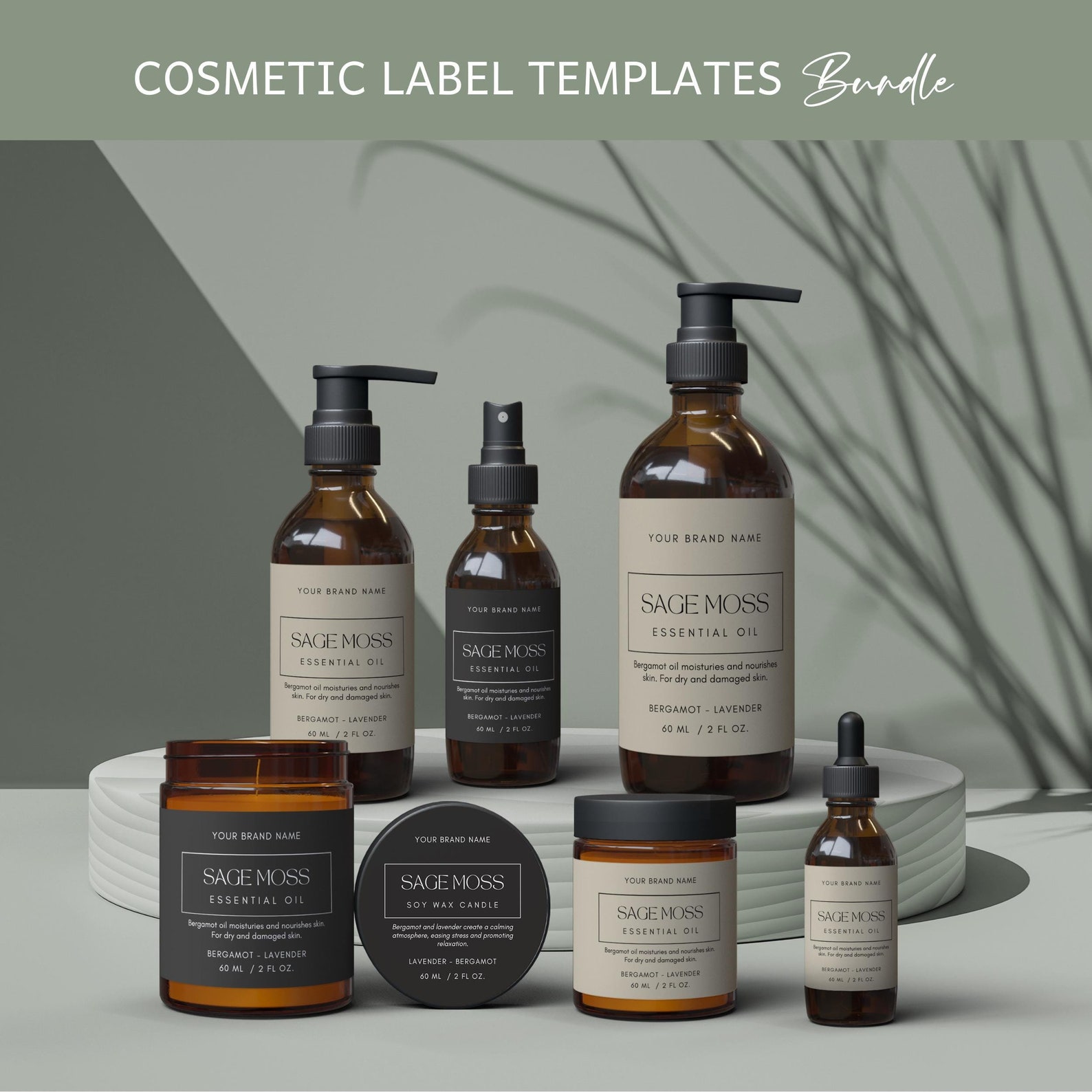 Minimalist Cosmetic Label Template: Editable Skincare Branding Kit ...