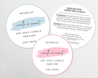 Editable Circle Label Template, Product Label, Circle Label for Jar, Lip Balm Label, Round Sticker Label, Canva Product Label Template - 30L