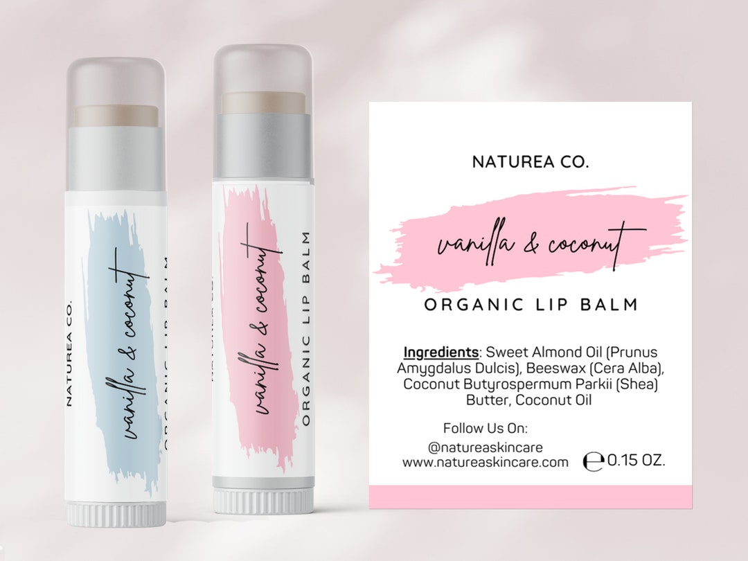 Lip Balm Label Template With Safety Seal, Minimal Chapstick Label