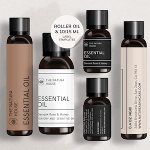 Essential Oil Bottle Label Template: Minimalist Cosmetic Design (Canva)
