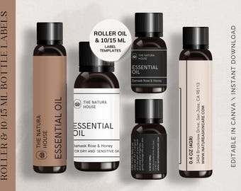 Essential Oil Bottle Label Template: Minimalist Cosmetic Design (Canva)