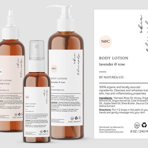 Cosmo Bottle Label Template, Front Cosmetic Bottle Label, 8oz & 16oz Bottle Label, Lotion Label, Haircare Label, Spray Bottle Label - 27B