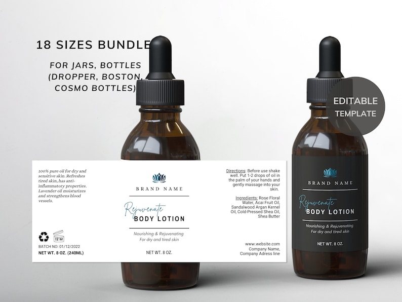 Editable Product Label Templates Elegant Cosmetic Labels Etsy Editable Product Label Templates Elegant Cosmetic Labels Etsy