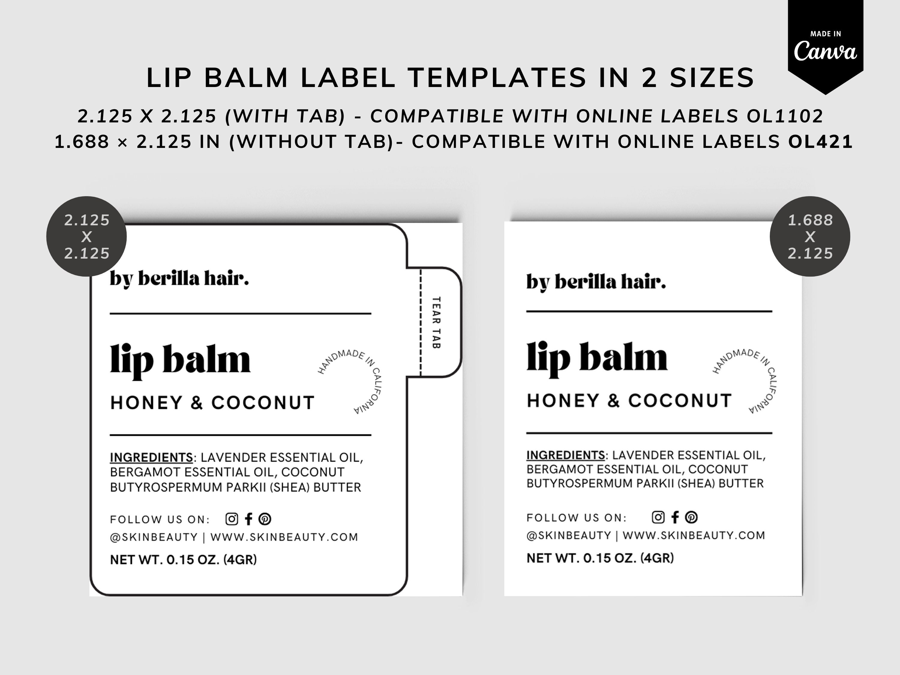Lip Balm Label Template Canva Lip Balm Label With Safety - Etsy