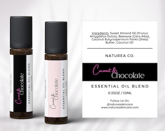 Essential Oil Roller Bottle Label, 10 ml Oil Roller Bottle Label Template, Perfume Label, DYI Roller Bottle Canva Label Template - 09C