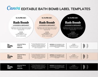 Editable Bath Bomb Label Template Canva, Belly Band Bath Bomb, Wrap Around Bath Bomb Label, Circle Bath Labels, Bath Bomb Packaging - 61M