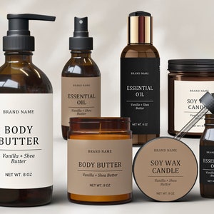 Editable Product Label Templates, Minimalistic Comsetic Label Design, Skincare Branding - Canva Label Template Kit, bottle jar labels - 31C