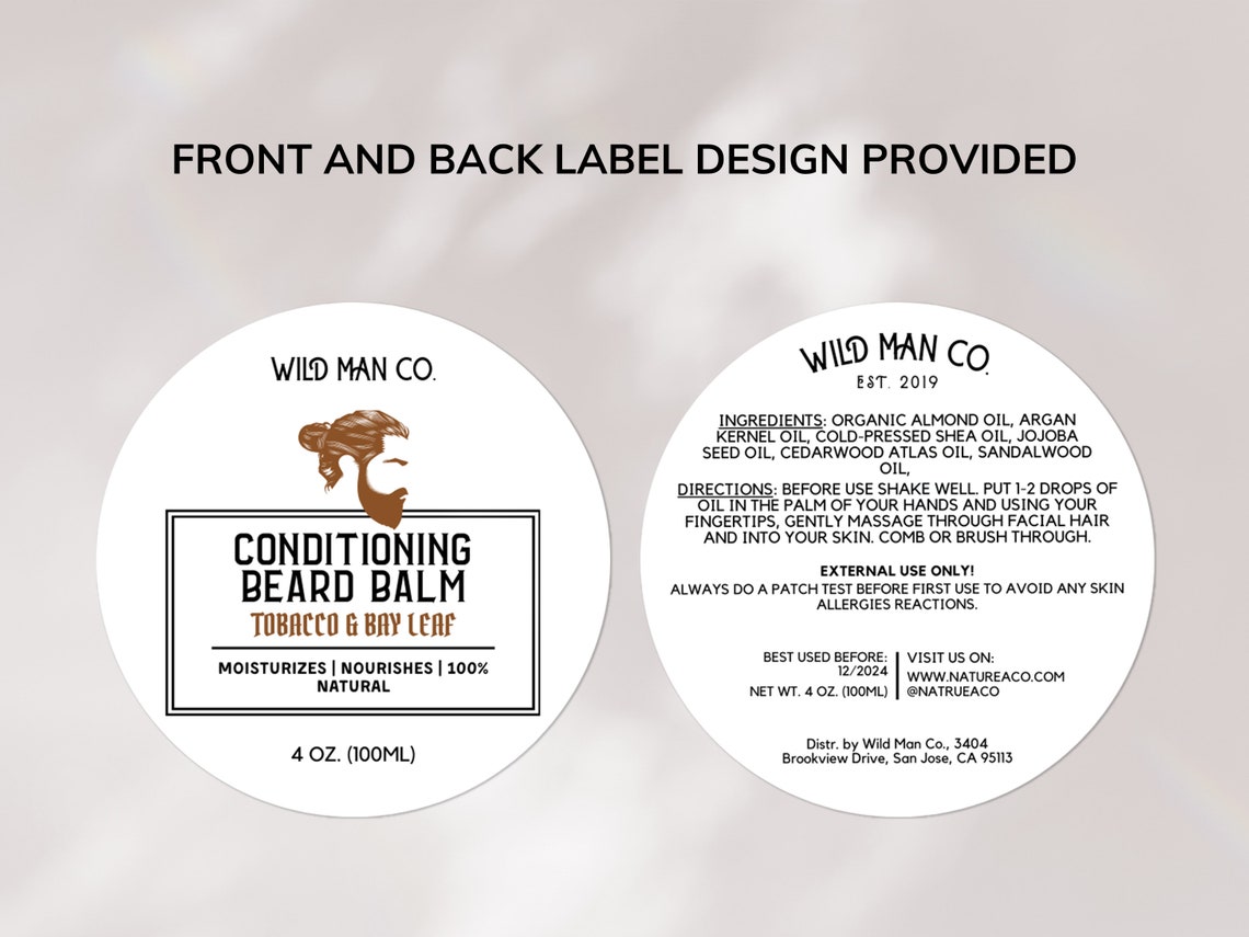 Beard Balm Label Template for Man, Label Design (CANVA, Editable) - Etsy