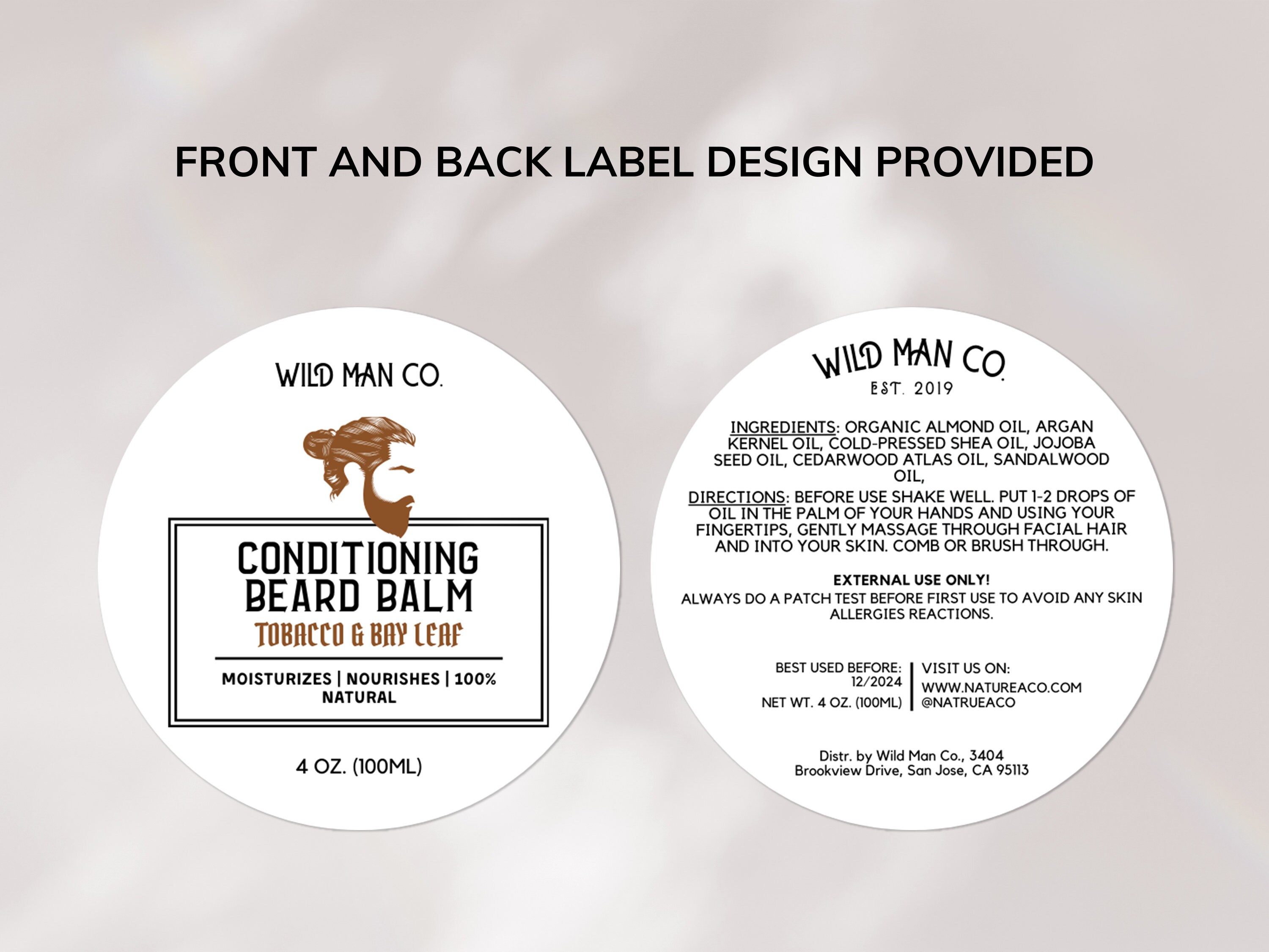 Beard Balm Label Template for Man, Label Design (CANVA, Editable) - Etsy
