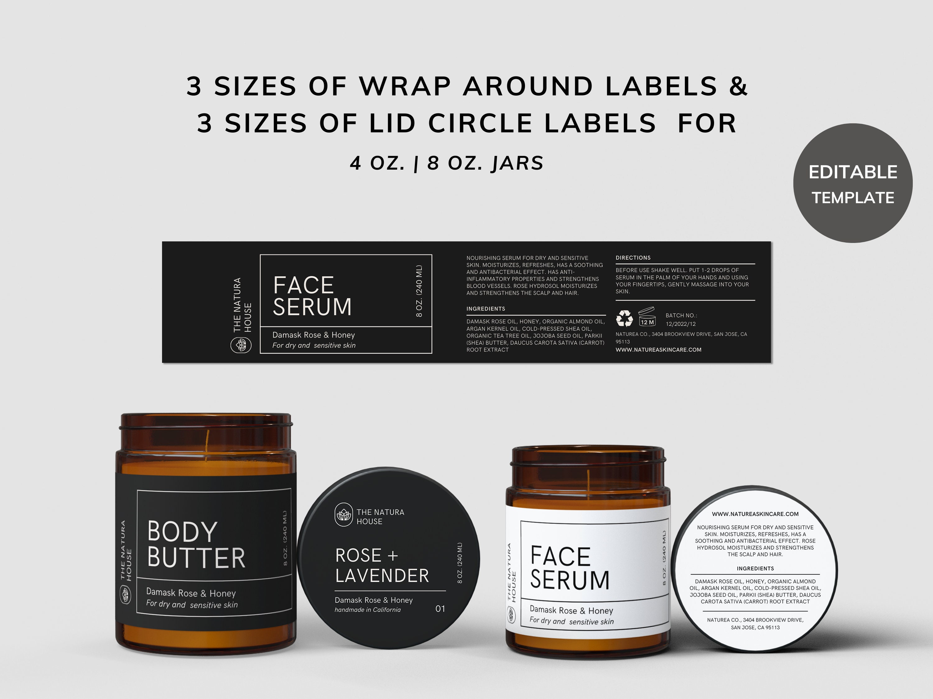 Minimal JAR Label TEMPLATE CANVA 4 Oz Jar Label 8 Oz Jar - Etsy
