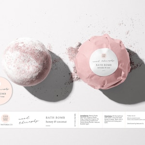 Editable Bath Bomb Label Template, Wrap Around Bath Bomb Label, Circle Bath Bomb Label, Belly Band Bath Bomb, Apothecary Label, Canva - 27B