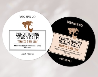 Beard Balm Label Template for Man, Label Design (CANVA, Editable)
