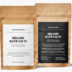 Editable Pouch Label Template Canva, Printable Beauty Label, Tea & Coffe Label, Doypack Label Design, Bath Salt Label, Bath Soak Label - 61M