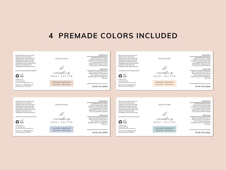 Editable Product Label Template, Floral Skincare Cosmetic Labels ...