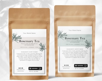 Edytowalna etykieta na saszetkę herbaty, etykiety na opakowania herbaty, szablon etykiety na saszetkę Canva, prostokątna etykieta produktu, etykieta produktu na torebkę herbaty, 3x4 | 4x5 - 69T