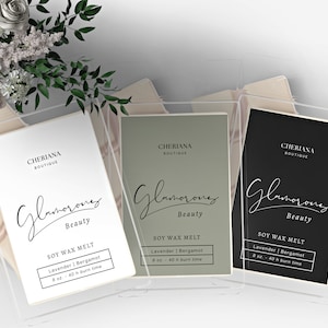 Wax Melt Label Template, Canva Wax Melt Label Tempalte, Minimal Candle Label Design, 2x3 Label | 3x5 Label, DYI Canva Label Template - 64V