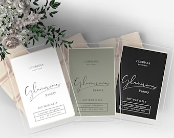 Wax Melt Label Template, Canva Wax Melt Label Tempalte, Minimal Candle Label Design, 2x3 Label | 3x5 Label, DYI Canva Label Template - 64V