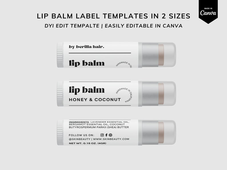 Lip Balm Label Template Canva Lip Balm Label With Safety Etsy